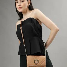 Dkny Neutral Leather Quilted Sling Handbag-44