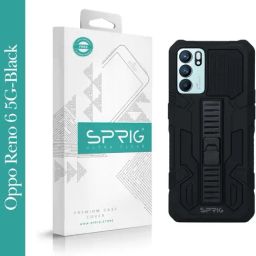Sprig Armor with Stand Back Cover for Oppo Reno 6 5G (Black)-image-94