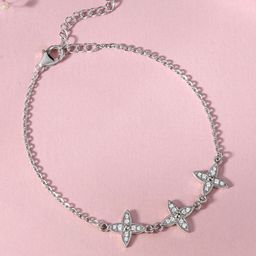 GIVA Women 925 Silver Rhodium-Plated Zircons Studded Flower Sparkle Charm Bracelet-image-55