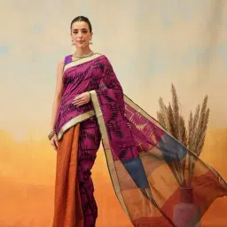 Silk Land Cotton Zari Woven Border Ready to Wear Saree-image-2