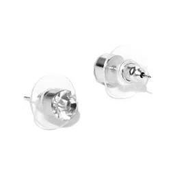 OOMPH Silver Tone Small Round White Austrian Cubic Zirconia Fashion Ear Stud Earrings image 3