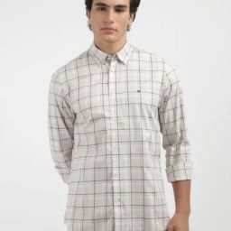 Tommy Hilfiger White Cotton Regular Fit Checks Shirts-image-73