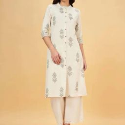 Rangmanch by Pantaloons Whisper White Cotton Printed A Line Kurta-39