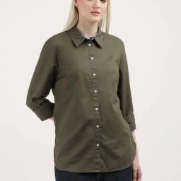 TOMMY HILFIGER Olive Green Cotton Shirt-picture-14