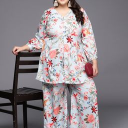 A PLUS BY AHALYAA Women Plus Size Printed Tunic with Palazzos-picture-1