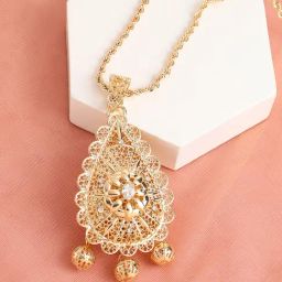 SOHI Gold Plated Designer Stone Party Necklace For Women-32