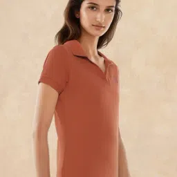 RAREISM Rust Cotton Blend Solid Short Sleeves Polo T-Shirt-picture-37