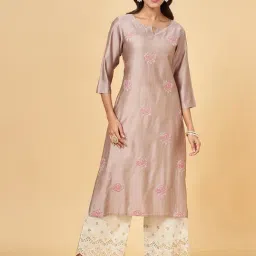 Rangmanch by Pantaloons Purple Embroidered Straight Kurta-image-71