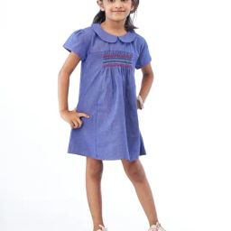ZACH &KIKI Girls Blue Woven Solid Dress-image-31