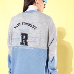 The Roadster Life Co. Colourblocked Longline Cardigan with Embroidered Detail-image-69