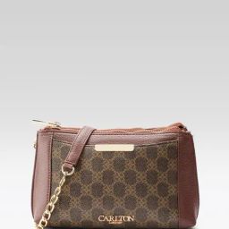 Carlton London Dark Brown Printed Medium Leather Cross Body Bag-picture-28