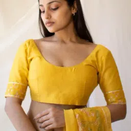 Tatwa Designs Mustard Rohini Miniature Chanderi Blouse-image-10