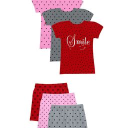 FASLA Girls Pack Of 3 Printed Round Neck T-Shirts With Shorts-image-16