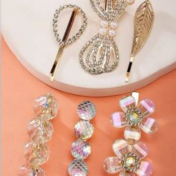 Karatcart Gold Plated Embellished Alligator Hair Clips For Women Set of 6-picture-22