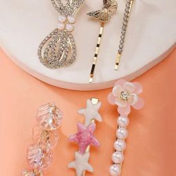 Karatcart Gold Plated Embellished Alligator Hair Clips For Women Set of 6-7