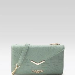 Carlton London Green Animal Effect Medium Leather Cross Body Bag-image-13