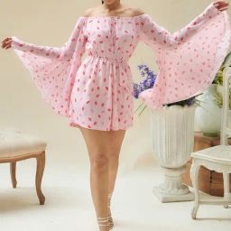 Cin Cin Pink Kiss Printed Playsuit-image-59