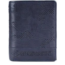 KOMPANERO Garrison Blue Leather Textured Bi-Fold Wallet-10