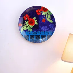 PENTADECO Navy Blue & Red Printed Ceramic Wall Plates-72