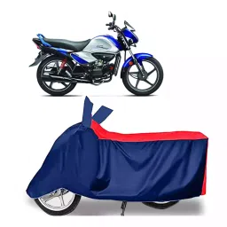 Auto Pearl Polyester Two Wheeler Cover for Hero Splendor I Smart (Red Blue)-image-75