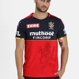 Puma Men Red Printed RCB Replica Jersey V-Neck Slim Fit T-shirt-image-58