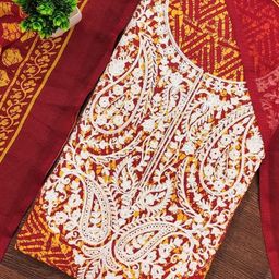 KALINI Women's Printed and Embroidery Work Cotton Blend Unstitched Dress Material with Dupatta-picture-15