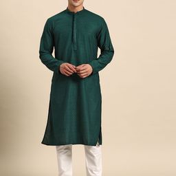 RAJUBHAI HARGOVINDAS Men Chikankari Embroidered Cotton Kurta-picture-57