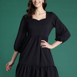 DressBerry Sweetheart Neck Puff Sleeve A-Line Dress-image-42