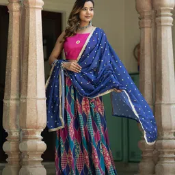 Moda Rapido Printed Semi-Stitched Lehenga & Unstitched Blouse With Dupatta image 5