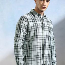 HIGHLANDER Men Slim Fit Opaque Checked Casual Shirt-image-83