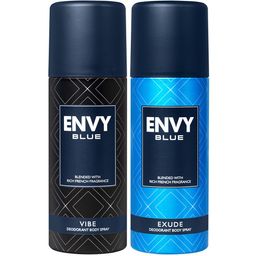 Envy Men Set of 2 Blue Deodorant Body Spray - Vibe & Exude - 105g (165ml) each-42