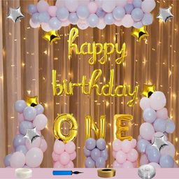 Shopperskart 1st Happy Birthday Party Decoration Kit Blue Golden -  Pack of 119-image-43