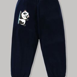 KAVEE 100% Cotton Biowashed Sliding Panda Placement Printed Lounge Pants - Navy Blue-image-77