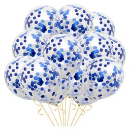 Bubble Trouble Transparent Balloons Bouquet Combo with Re Filled Confetti & Ribbons Pack of 10 - Blue-6
