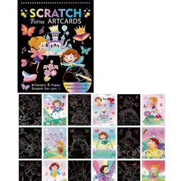 Fairy DIY Magic Scratch Art 9 Sheets Double Sided Paper Cards & Scratch Sticks Set - Multicolour-11