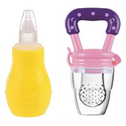 Enorme Baby Silicone Yellow Nose Cleaner Nasal Aspirator with Silicone Fruit and Food Nibbler Pacifier for Babies-4