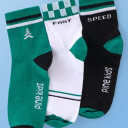 Pine Kids Cotton Knit Ankle Length  Text Design Socks - Pack of 3 ( Color May Vary )-picture-2