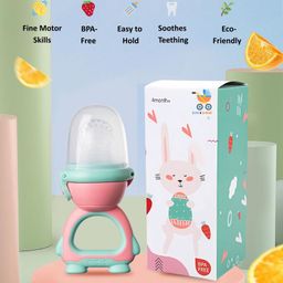 Sun & Shine Chewberry Baby Fruit Feeder / Pacifier With Cap | BPA-Free, Soft & Premium Silicone Teether for Baby, Infants & Toddlers - 6 To 12 Months - Pink-8
