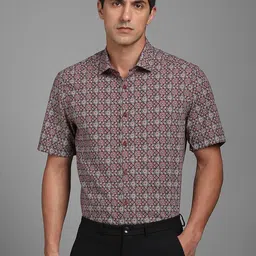 Louis Philippe Ethnic Motifs Printed Spread Collar Formal Shirt-image-89