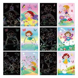 happy hues Fairy DIY Magic Scratch Art 9 Sheets Double Sided Paper Cards & Scratch Sticks Set - Multicolour image 3