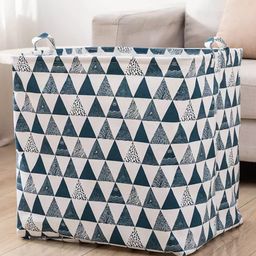 House of Quirk Square Storage Baskets Waterproof Canvas Children Laundry Nursery Hamper    -  Grey Triangle image 3