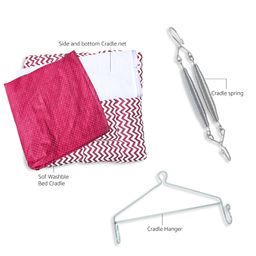 Beetot Cradle for Born Baby With Triangle Hanger, Cradle Spring, Removable Bed, And Mosquito Net And Ultra Soft Fabric-Red image 4