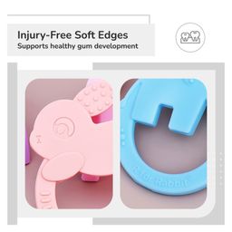 R for Rabbit Elephant Shaped Tiny Bites Zoobie Teether Pack of 2 - Blue & Pink image 4