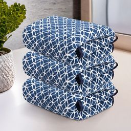 Kuber Industries Blue 3 Pieces Printed Microfiber 280 GSM Ultra Absorbent Face Towels-32