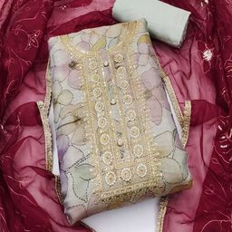 ASISA Embroidered Organza Unstitched Dress Material-image-24