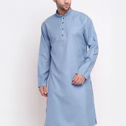 KRAFT INDIA Men Blue Thread Work Kurta-image-33