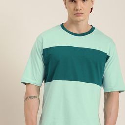 DILLINGER Men Colourblocked Drop-Shoulder Sleeves Oversized Pure Cotton T-shirt-image-28
