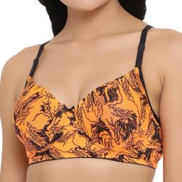 Clovia Orange Non Wired Padded T-Shirt Bra-image-62