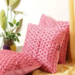Romee Pink Polyester Cushion Covers (40 x 40 cm) - Set of 3-image-23