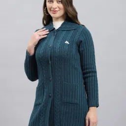 Monte Carlo Green Regular Fit Self Pattern Cardigan image 3